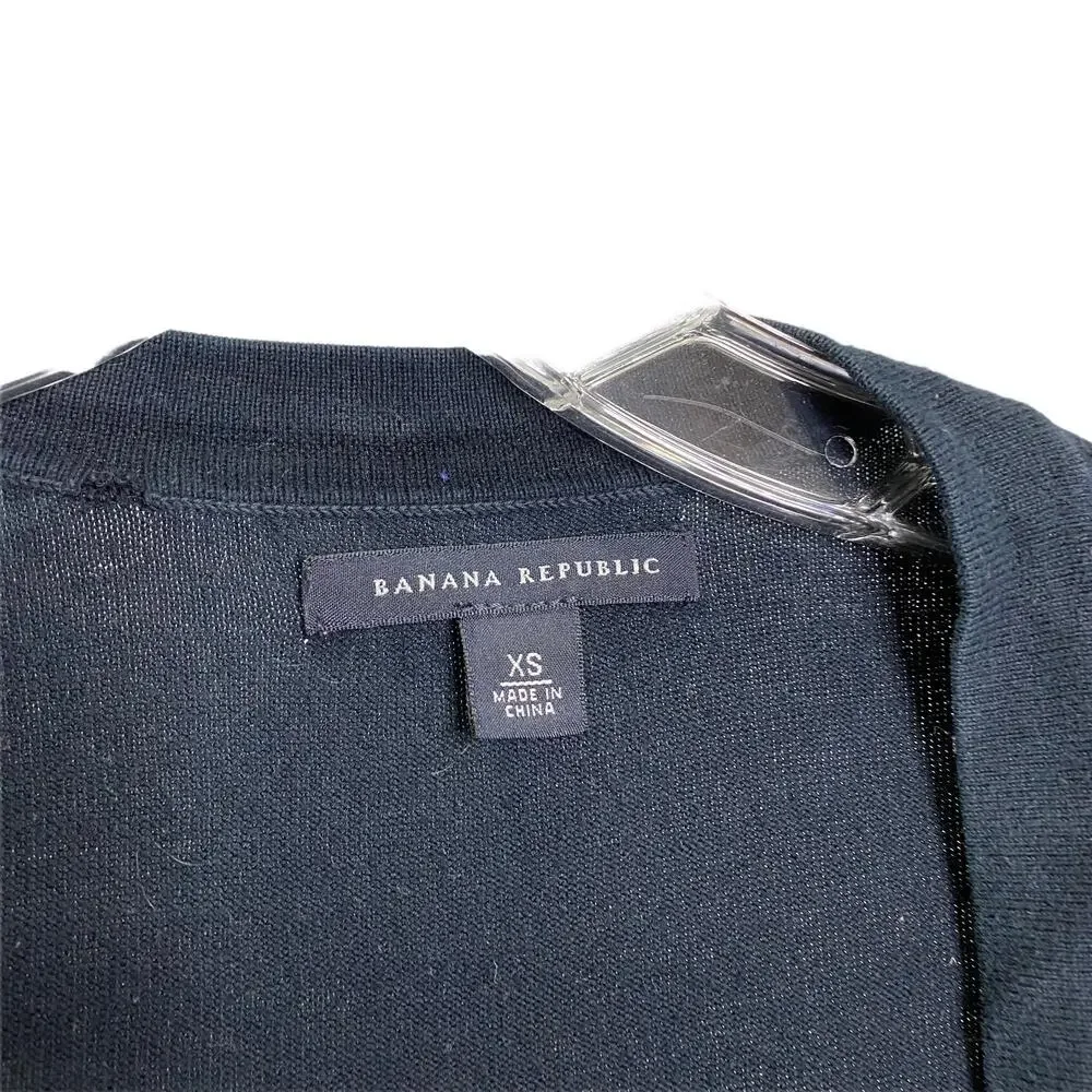 Banana Republic Women's Cardigan Sweater Button-Down Cropped Navy 100% Cotton XS
